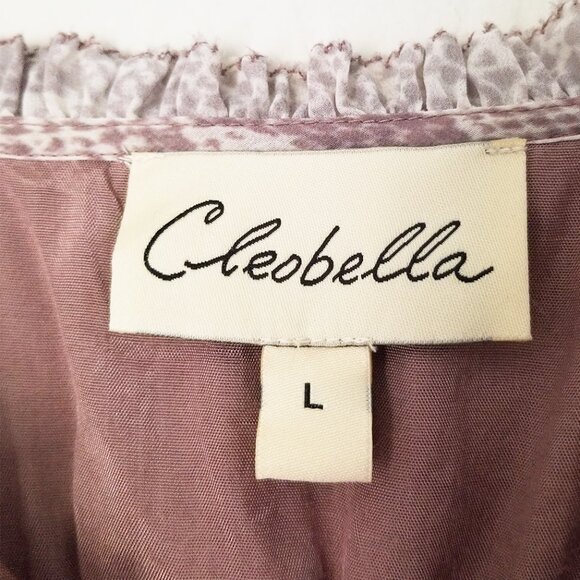 Cleobella Ruffle Trim Smocked Waist Midi Dress L Sleeveless Python Snake Slits - Picture 5 of 14